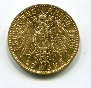 Пруссия. 20 марок 1906
